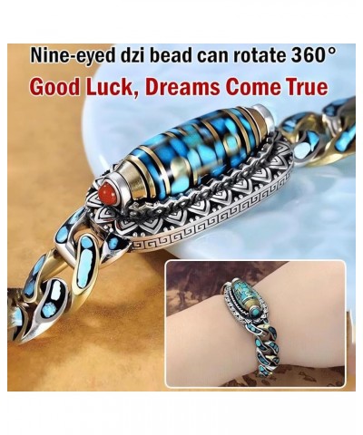 Turquoise Six-Character Mantra Nine-Eyed Dzi Bead Bracelet,Turquoise Six-character Mantra Nine-Eyed Bead Bracelet A 7.08in $1...