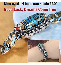 Turquoise Six-Character Mantra Nine-Eyed Dzi Bead Bracelet,Turquoise Six-character Mantra Nine-Eyed Bead Bracelet A 7.08in $1...