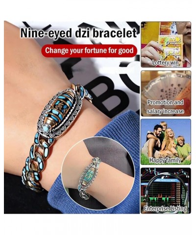 Turquoise Six-Character Mantra Nine-Eyed Dzi Bead Bracelet,Turquoise Six-character Mantra Nine-Eyed Bead Bracelet A 7.08in $1...