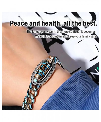 Turquoise Six-Character Mantra Nine-Eyed Dzi Bead Bracelet,Turquoise Six-character Mantra Nine-Eyed Bead Bracelet A 7.08in $1...