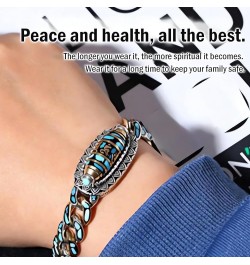 Turquoise Six-Character Mantra Nine-Eyed Dzi Bead Bracelet,Turquoise Six-character Mantra Nine-Eyed Bead Bracelet A 7.08in $1...