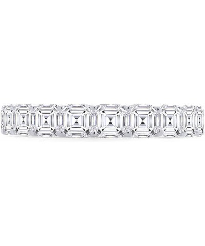 4MM Asscher Shape White Cubic Zirconia Eternity Wedding Band Ring in 14k Gold Over Sterling Silver white-gold-plated-silver $...