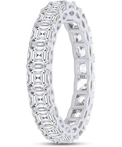 4MM Asscher Shape White Cubic Zirconia Eternity Wedding Band Ring in 14k Gold Over Sterling Silver white-gold-plated-silver $...