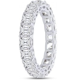 4MM Asscher Shape White Cubic Zirconia Eternity Wedding Band Ring in 14k Gold Over Sterling Silver white-gold-plated-silver $...