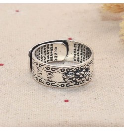 Feng Shui Pixiu Mantra Amulet Lucky Adjustable Ring Buddhist Good Luck Mantra Double Protection Wealth Love Health Ring Vinta...