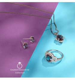 14K White Gold Created Alexandrite Stud Earrings for Women, Hypoallergenic Color-Changing Solitaire, 2.50 Carats total Cushio...