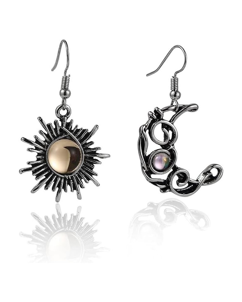 Retro Sun Moon Star Earrings Boho Vintage Earrings Asymmetrical Antiqued Silver Celestial Jewelry for Women Vintage $5.82 Ear...