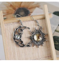 Retro Sun Moon Star Earrings Boho Vintage Earrings Asymmetrical Antiqued Silver Celestial Jewelry for Women Vintage $5.82 Ear...