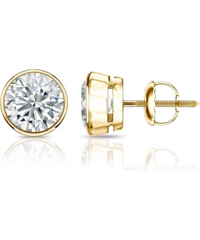 1/6 to 2 Carat Round Diamond Stud Earrings in 14k Yellow Gold Bezel-set (cttw, Good, I1-I2) Screw Back 1.4 carats $272.62 Ear...