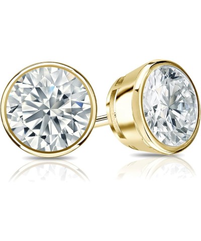 1/6 to 2 Carat Round Diamond Stud Earrings in 14k Yellow Gold Bezel-set (cttw, Good, I1-I2) Screw Back 1.4 carats $272.62 Ear...