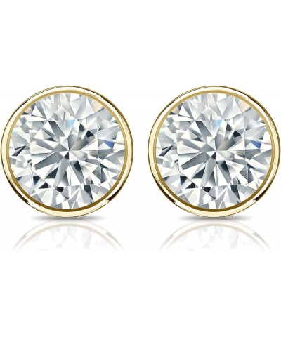 1/6 to 2 Carat Round Diamond Stud Earrings in 14k Yellow Gold Bezel-set (cttw, Good, I1-I2) Screw Back 1.4 carats $272.62 Ear...