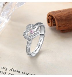 Personalized Sterling Silver 1-8 Names Mothers Rings Custom Birthstone Rings for Women Engraving Text Promise Rings for Her J...