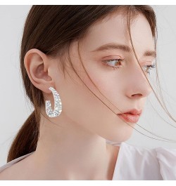 Statement Earrings for Women Bohemian Large Dangle Drop Hoop Earring Girls AB Rhinestone Crystal Sterling Silver Post Tiny AB...