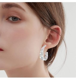 Statement Earrings for Women Bohemian Large Dangle Drop Hoop Earring Girls AB Rhinestone Crystal Sterling Silver Post Tiny AB...