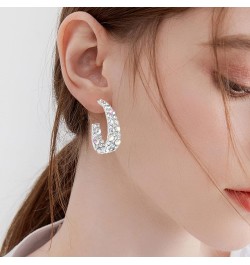 Statement Earrings for Women Bohemian Large Dangle Drop Hoop Earring Girls AB Rhinestone Crystal Sterling Silver Post Tiny AB...