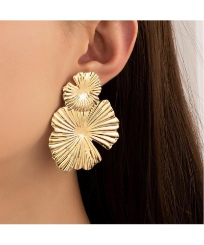 Gold Flower Earrings for Women Statement Dangling Drop Exaggerated Jewelry Lightweight and Comfortable Perfect for Parties an...