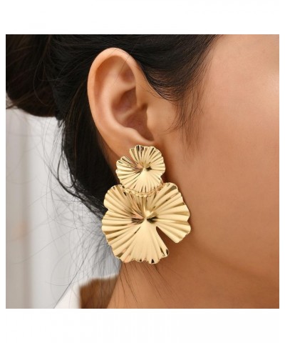 Gold Flower Earrings for Women Statement Dangling Drop Exaggerated Jewelry Lightweight and Comfortable Perfect for Parties an...