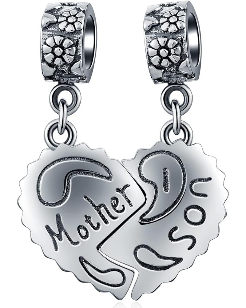 Mothers Day Theme Charm-925 Sterling Silver Mother/Daughter, Mother/Son, Father/Daughter Heart Split Pendant, 2 Tone Heart, F...