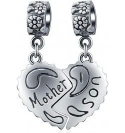 Mothers Day Theme Charm-925 Sterling Silver Mother/Daughter, Mother/Son, Father/Daughter Heart Split Pendant, 2 Tone Heart, F...