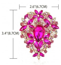 Vintage Austrian Crystal Rhinestone Leaf Shape Big Large Brooch Pin For Women Gold Tone Rose Red $8.83 Brooches & Pins