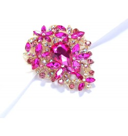 Vintage Austrian Crystal Rhinestone Leaf Shape Big Large Brooch Pin For Women Gold Tone Rose Red $8.83 Brooches & Pins