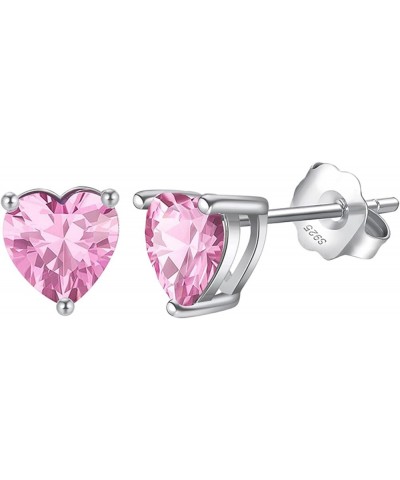 S925 Sterling Silver Birthstone Earrings Silver Heart Cubic Zirconia Earrings 0.8CT Birthstone Stud Earrings Birthstone Jewel...