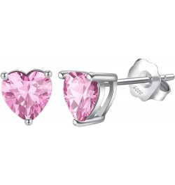 S925 Sterling Silver Birthstone Earrings Silver Heart Cubic Zirconia Earrings 0.8CT Birthstone Stud Earrings Birthstone Jewel...