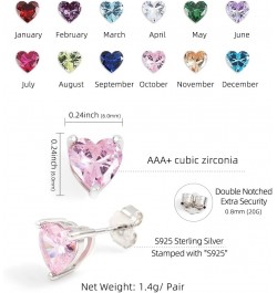 S925 Sterling Silver Birthstone Earrings Silver Heart Cubic Zirconia Earrings 0.8CT Birthstone Stud Earrings Birthstone Jewel...