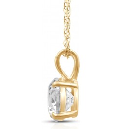 10K Yellow or White Gold 6.5MM (1 Cttw) or 8.0MM (2.0 Cttw) Round Cut Cubic Zirconia Solitaire Pendant Necklace 18” Rope Chai...