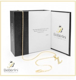 BEBERLINI Initial Letter Pendant 14K Necklace Gold Filled Cubic Zirconia Alphabet CZ Charm Curb Chain Set 18" 20" 24" Women G...