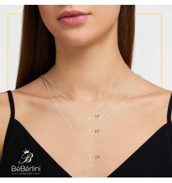 BEBERLINI Initial Letter Pendant 14K Necklace Gold Filled Cubic Zirconia Alphabet CZ Charm Curb Chain Set 18" 20" 24" Women G...