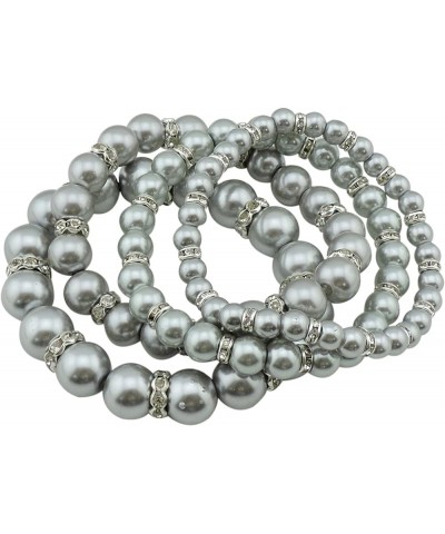 4pcs /Set Imitation Pearl Bracelets Crystal Women Multi Layer (BR1113) BR1113-light grey $10.82 Bracelets