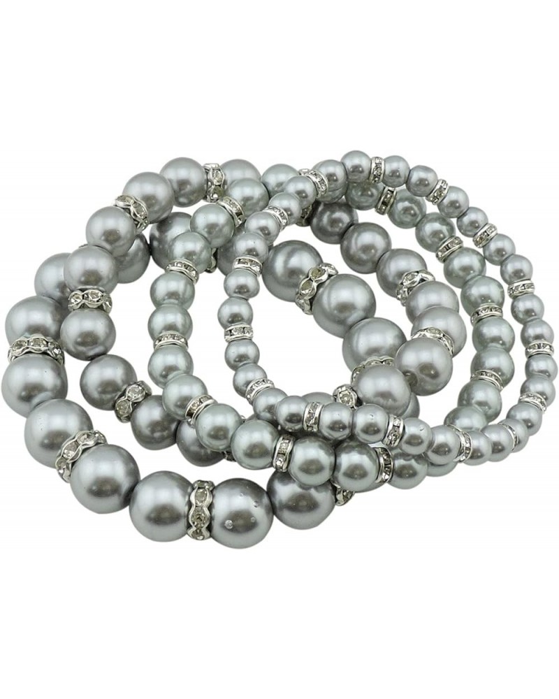 4pcs /Set Imitation Pearl Bracelets Crystal Women Multi Layer (BR1113) BR1113-light grey $10.82 Bracelets