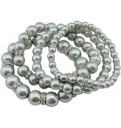 4pcs /Set Imitation Pearl Bracelets Crystal Women Multi Layer (BR1113) BR1113-light grey $10.82 Bracelets