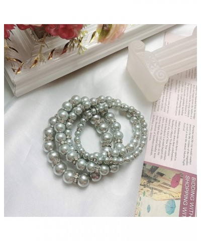 4pcs /Set Imitation Pearl Bracelets Crystal Women Multi Layer (BR1113) BR1113-light grey $10.82 Bracelets