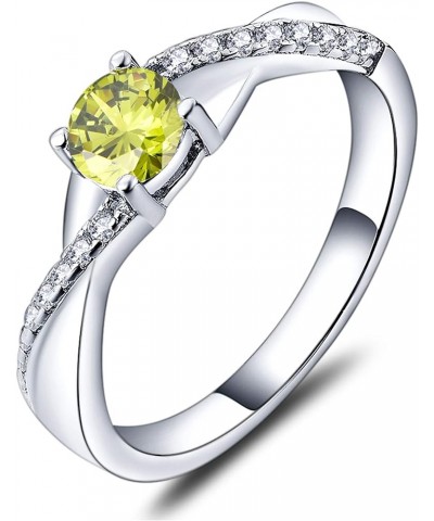 925 Sterling Silver Engagement Ring 5MM 3A Cubic Zirconia Infinity Ring for Women 08-peridot-Aug $31.89 Rings