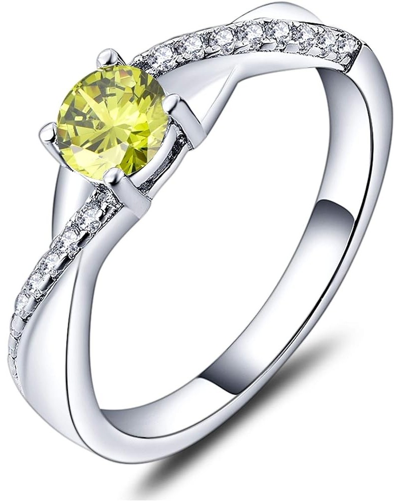 925 Sterling Silver Engagement Ring 5MM 3A Cubic Zirconia Infinity Ring for Women 08-peridot-Aug $31.89 Rings