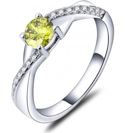 925 Sterling Silver Engagement Ring 5MM 3A Cubic Zirconia Infinity Ring for Women 08-peridot-Aug $31.89 Rings