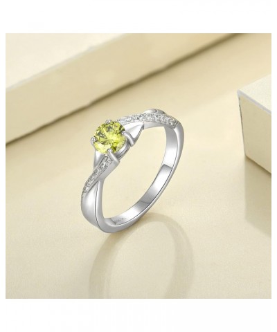 925 Sterling Silver Engagement Ring 5MM 3A Cubic Zirconia Infinity Ring for Women 08-peridot-Aug $31.89 Rings