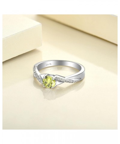 925 Sterling Silver Engagement Ring 5MM 3A Cubic Zirconia Infinity Ring for Women 08-peridot-Aug $31.89 Rings