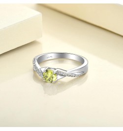 925 Sterling Silver Engagement Ring 5MM 3A Cubic Zirconia Infinity Ring for Women 08-peridot-Aug $31.89 Rings