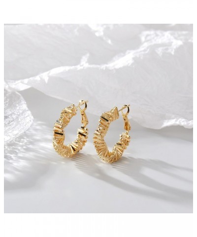 14K Gold Plated Hoop Earrings for Women, Trendy Big Chunky Gold Hoop Earrings Lightweight Hypoallergenic Jewelry for Teen Gir...