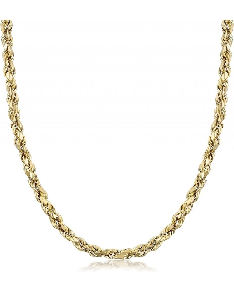 10K Yellow Gold 1.5MM,2MM,2.5MM,3MM,3.5,4MM,5MM,7MM, Diamond Cut Rope Chain Necklace Unisex Sizes 16"-30 18 5MM $89.20 Necklaces