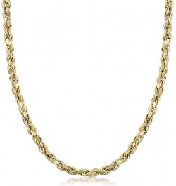 10K Yellow Gold 1.5MM,2MM,2.5MM,3MM,3.5,4MM,5MM,7MM, Diamond Cut Rope Chain Necklace Unisex Sizes 16"-30 18 5MM $89.20 Necklaces