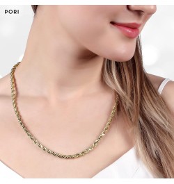 10K Yellow Gold 1.5MM,2MM,2.5MM,3MM,3.5,4MM,5MM,7MM, Diamond Cut Rope Chain Necklace Unisex Sizes 16"-30 18 5MM $89.20 Necklaces