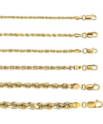 10K Yellow Gold 1.5MM,2MM,2.5MM,3MM,3.5,4MM,5MM,7MM, Diamond Cut Rope Chain Necklace Unisex Sizes 16"-30 18 5MM $89.20 Necklaces