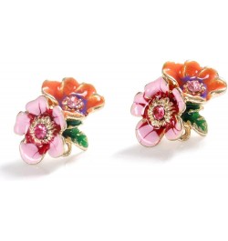 925 Silver Needle Enamels CZ Crystal Daisy Flower Stud Earrings Charm Sunflower and Red Poppy Flower Stud Earrings for Women ...