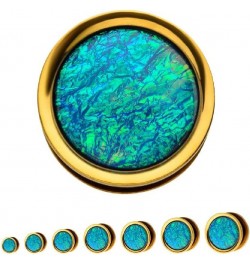 Gold Plated Stainless Steel Blue Opalite Screw Fit Plug Gauges, Sold as a Pair 8mm (0GA) $10.57 Body Jewelry