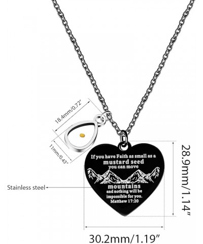 Bible Verse Cross Heart Double Sided Necklace If You Have Faith as Small as Mustard Seed You Can Move Mountains Matthew 17:20...