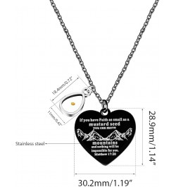 Bible Verse Cross Heart Double Sided Necklace If You Have Faith as Small as Mustard Seed You Can Move Mountains Matthew 17:20...